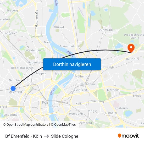Bf Ehrenfeld - Köln to Slide Cologne map