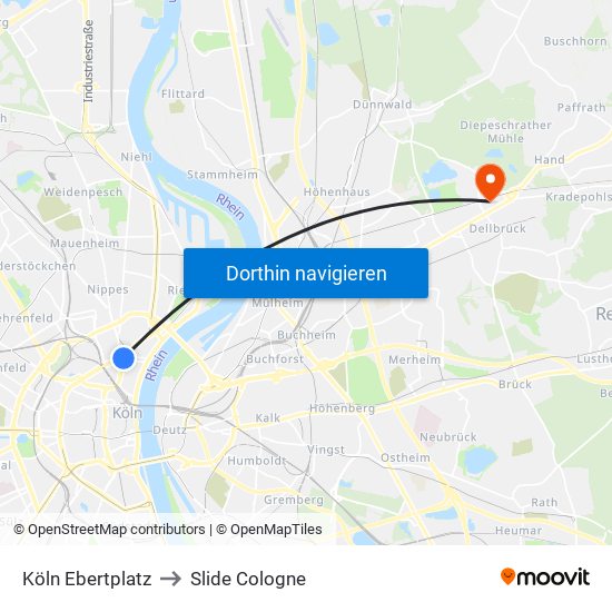 Köln Ebertplatz to Slide Cologne map