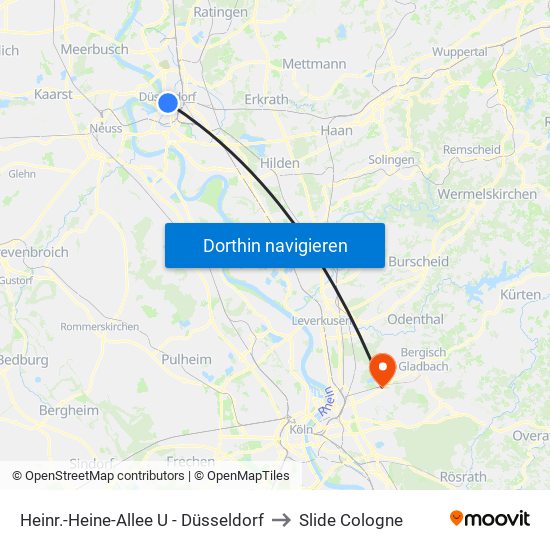 Heinr.-Heine-Allee U - Düsseldorf to Slide Cologne map