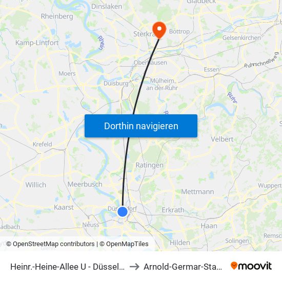 Heinr.-Heine-Allee U - Düsseldorf to Arnold-Germar-Stadion map