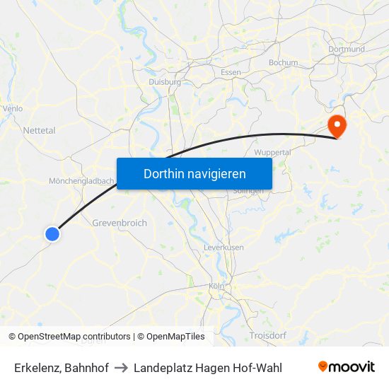 Erkelenz, Bahnhof to Landeplatz Hagen Hof-Wahl map