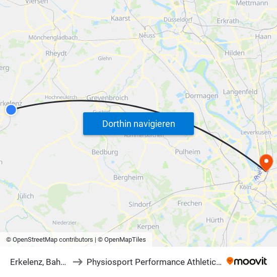 Erkelenz, Bahnhof to Physiosport Performance Athletic Center map