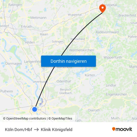 Köln Dom/Hbf to Klinik Königsfeld map