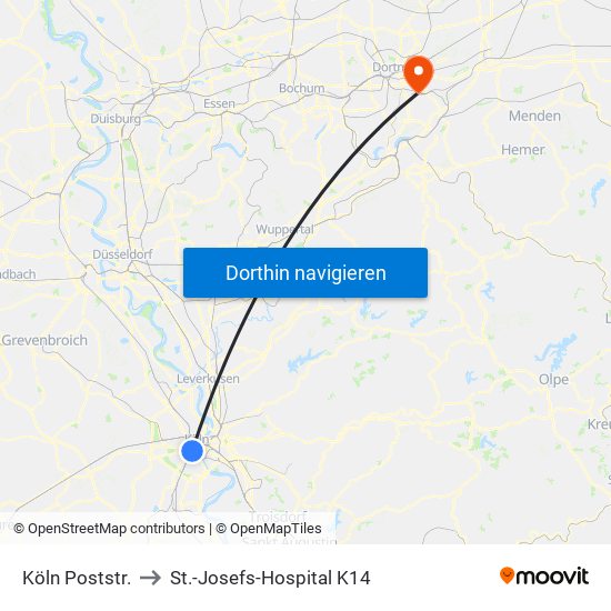 Köln Poststr. to St.-Josefs-Hospital K14 map