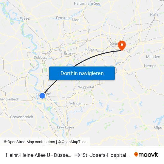 Heinr.-Heine-Allee U - Düsseldorf to St.-Josefs-Hospital K14 map