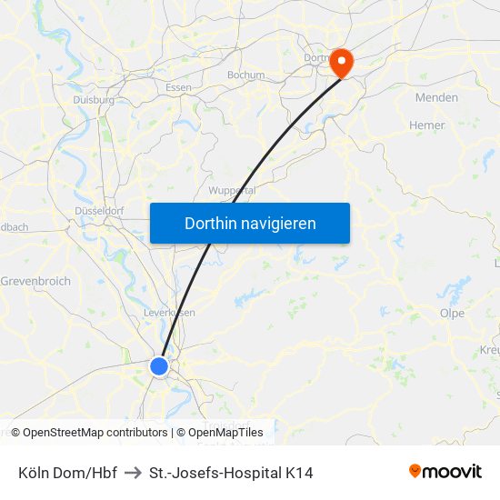 Köln Dom/Hbf to St.-Josefs-Hospital K14 map