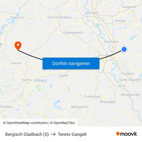 Bergisch Gladbach (S) to Tennis Gangelt map