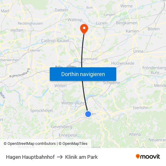 Hagen Hauptbahnhof to Klinik am Park map