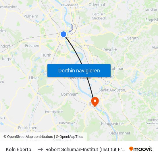 Köln Ebertplatz to Robert Schuman-Institut (Institut Français) map