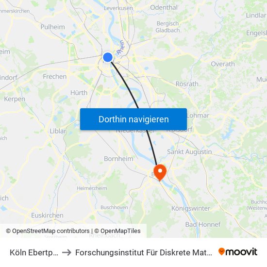 Köln Ebertplatz to Forschungsinstitut Für Diskrete Mathematik map