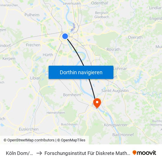 Köln Dom/Hbf to Forschungsinstitut Für Diskrete Mathematik map