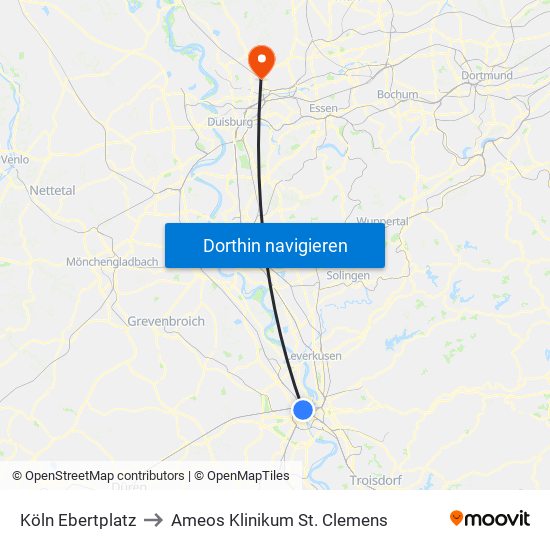 Köln Ebertplatz to Ameos Klinikum St. Clemens map