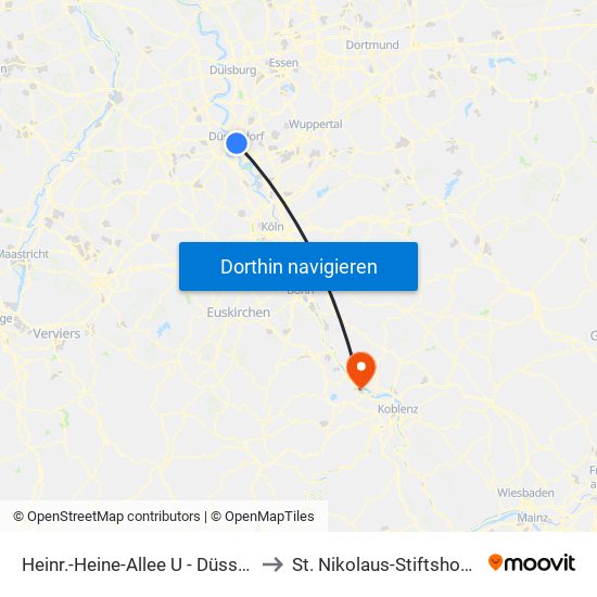 Heinr.-Heine-Allee U - Düsseldorf to St. Nikolaus-Stiftshospital map