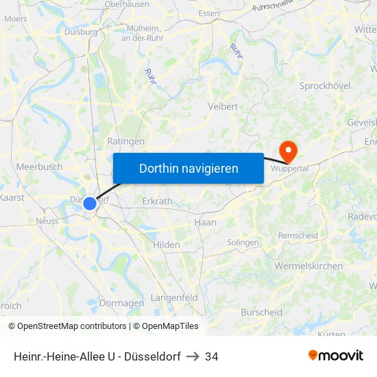 Heinr.-Heine-Allee U - Düsseldorf to 34 map