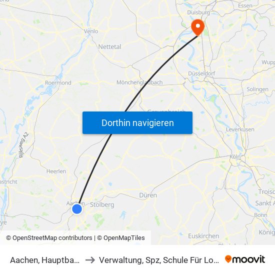 Aachen, Hauptbahnhof to Verwaltung, Spz, Schule Für Logopädie map