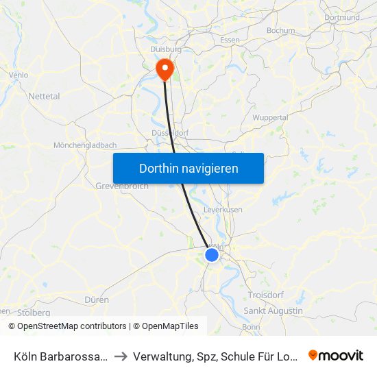 Köln Barbarossaplatz to Verwaltung, Spz, Schule Für Logopädie map