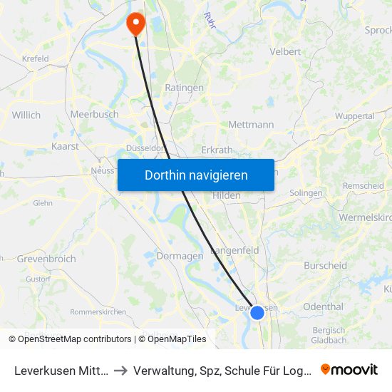 Leverkusen Mitte Bf to Verwaltung, Spz, Schule Für Logopädie map