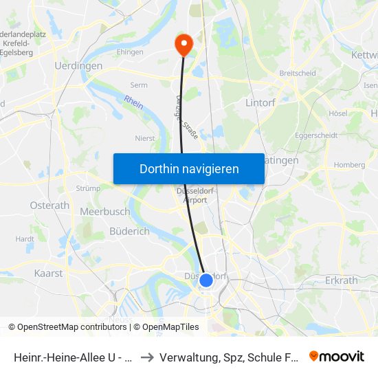 Heinr.-Heine-Allee U - Düsseldorf to Verwaltung, Spz, Schule Für Logopädie map