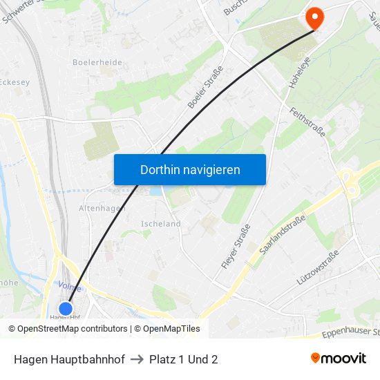 Hagen Hauptbahnhof to Platz 1 Und 2 map