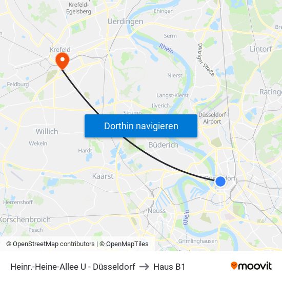 Heinr.-Heine-Allee U - Düsseldorf to Haus B1 map