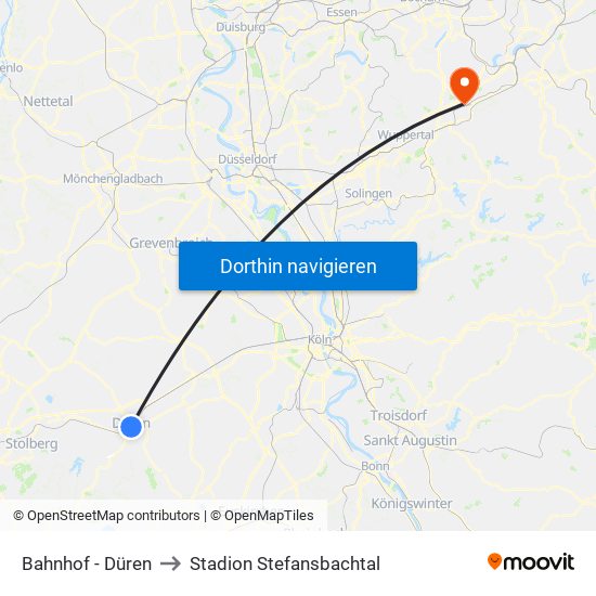 Bahnhof - Düren to Stadion Stefansbachtal map