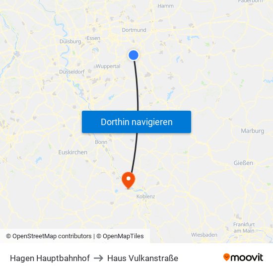 Hagen Hauptbahnhof to Haus Vulkanstraße map