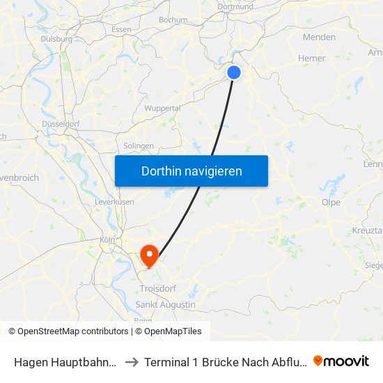 Hagen Hauptbahnhof to Terminal 1 Brücke Nach Abflug C map