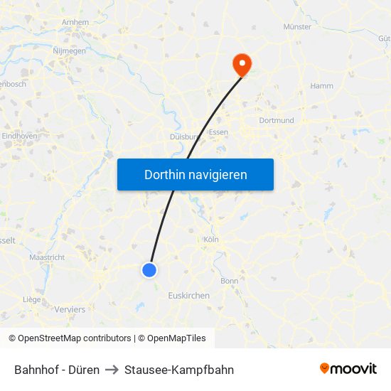 Bahnhof - Düren to Stausee-Kampfbahn map