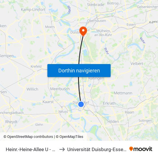 Heinr.-Heine-Allee U - Düsseldorf to Universität Duisburg-Essen, B-Bereich map