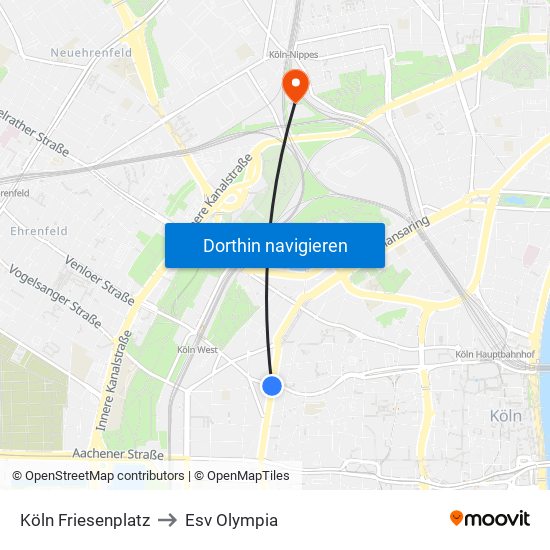 Köln Friesenplatz to Esv Olympia map