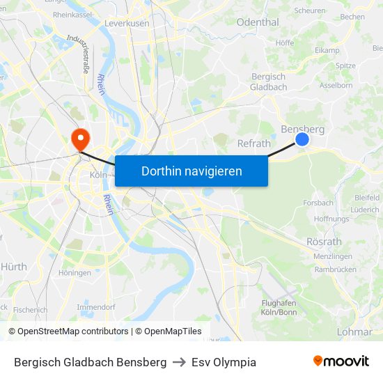 Bergisch Gladbach Bensberg to Esv Olympia map