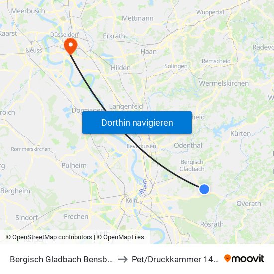 Bergisch Gladbach Bensberg to Pet/Druckkammer 14.83 map