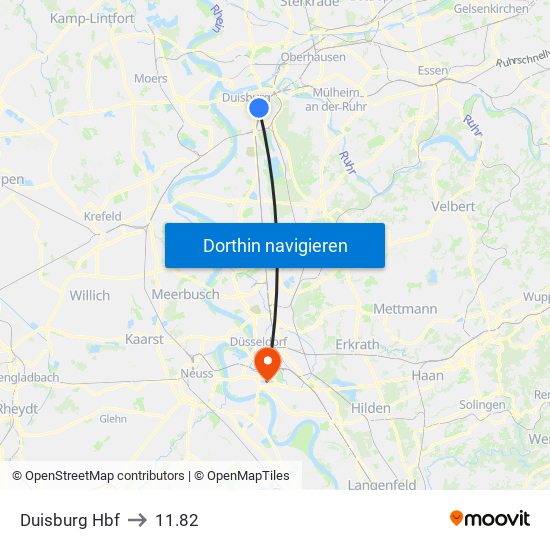 Duisburg Hbf to 11.82 map