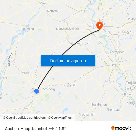 Aachen, Hauptbahnhof to 11.82 map