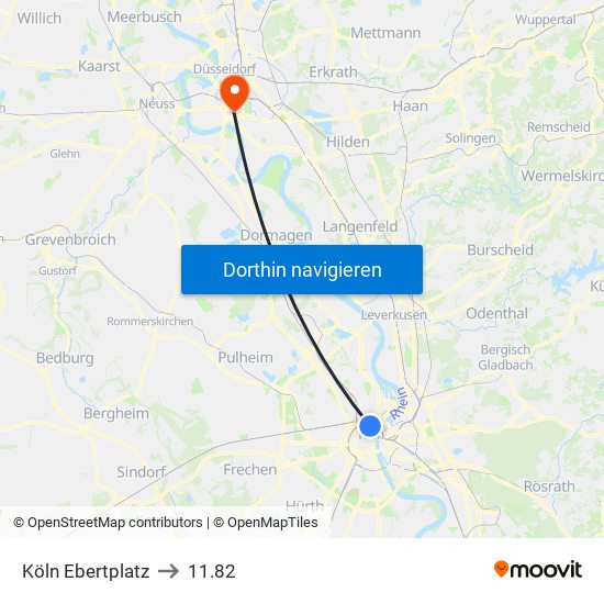 Köln Ebertplatz to 11.82 map