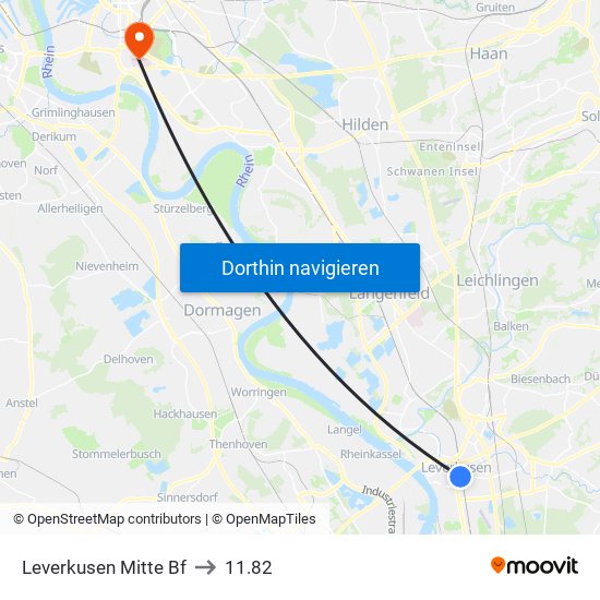 Leverkusen Mitte Bf to 11.82 map