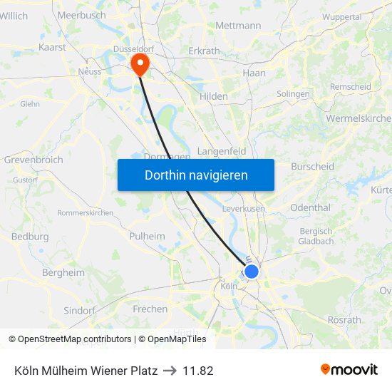 Köln Mülheim Wiener Platz to 11.82 map