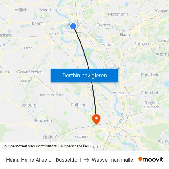 Heinr.-Heine-Allee U - Düsseldorf to Wassermannhalle map