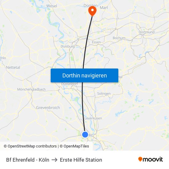 Bf Ehrenfeld - Köln to Erste Hilfe Station map