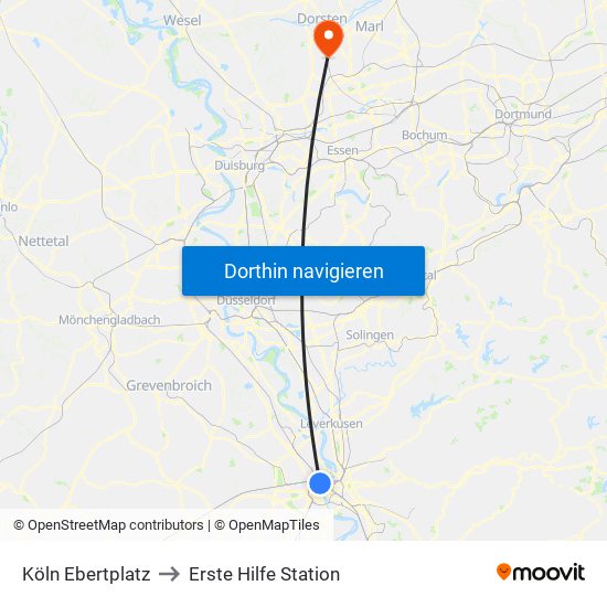 Köln Ebertplatz to Erste Hilfe Station map