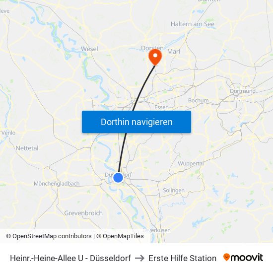 Heinr.-Heine-Allee U - Düsseldorf to Erste Hilfe Station map