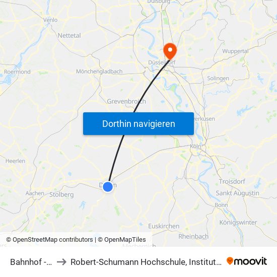 Bahnhof - Düren to Robert-Schumann Hochschule, Institut Für Kirchenmusik map