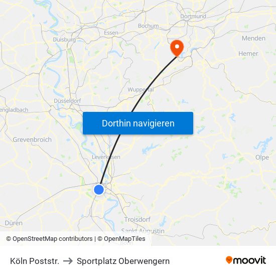 Köln Poststr. to Sportplatz Oberwengern map
