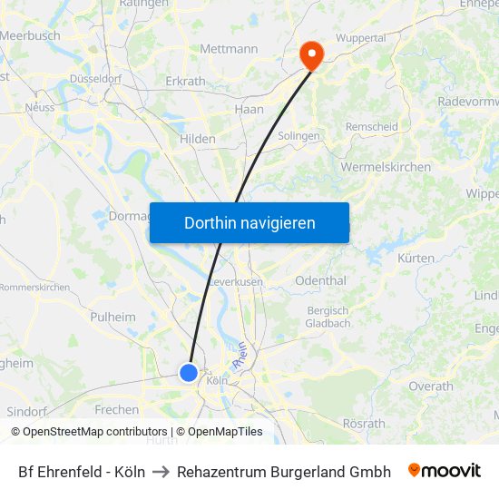 Bf Ehrenfeld - Köln to Rehazentrum Burgerland Gmbh map