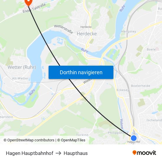 Hagen Hauptbahnhof to Haupthaus map