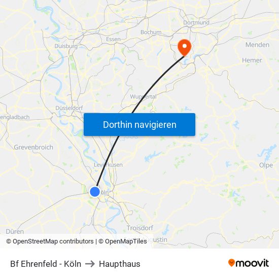 Bf Ehrenfeld - Köln to Haupthaus map