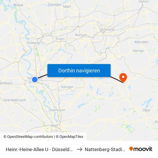 Heinr.-Heine-Allee U - Düsseldorf to Nattenberg-Stadion map