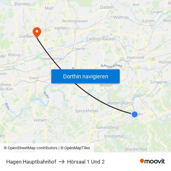 Hagen Hauptbahnhof to Hörsaal 1 Und 2 map