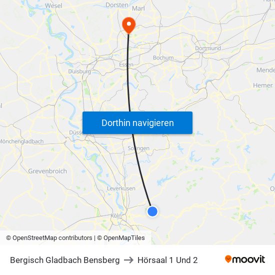 Bergisch Gladbach Bensberg to Hörsaal 1 Und 2 map