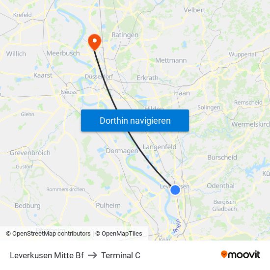 Leverkusen Mitte Bf to Terminal C map